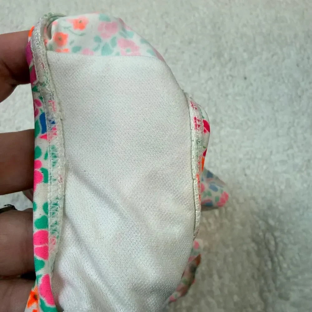OshKosh Floral Neon Swimsuit Peplum Ruffle Baby Girl 9-12 Months One Piece